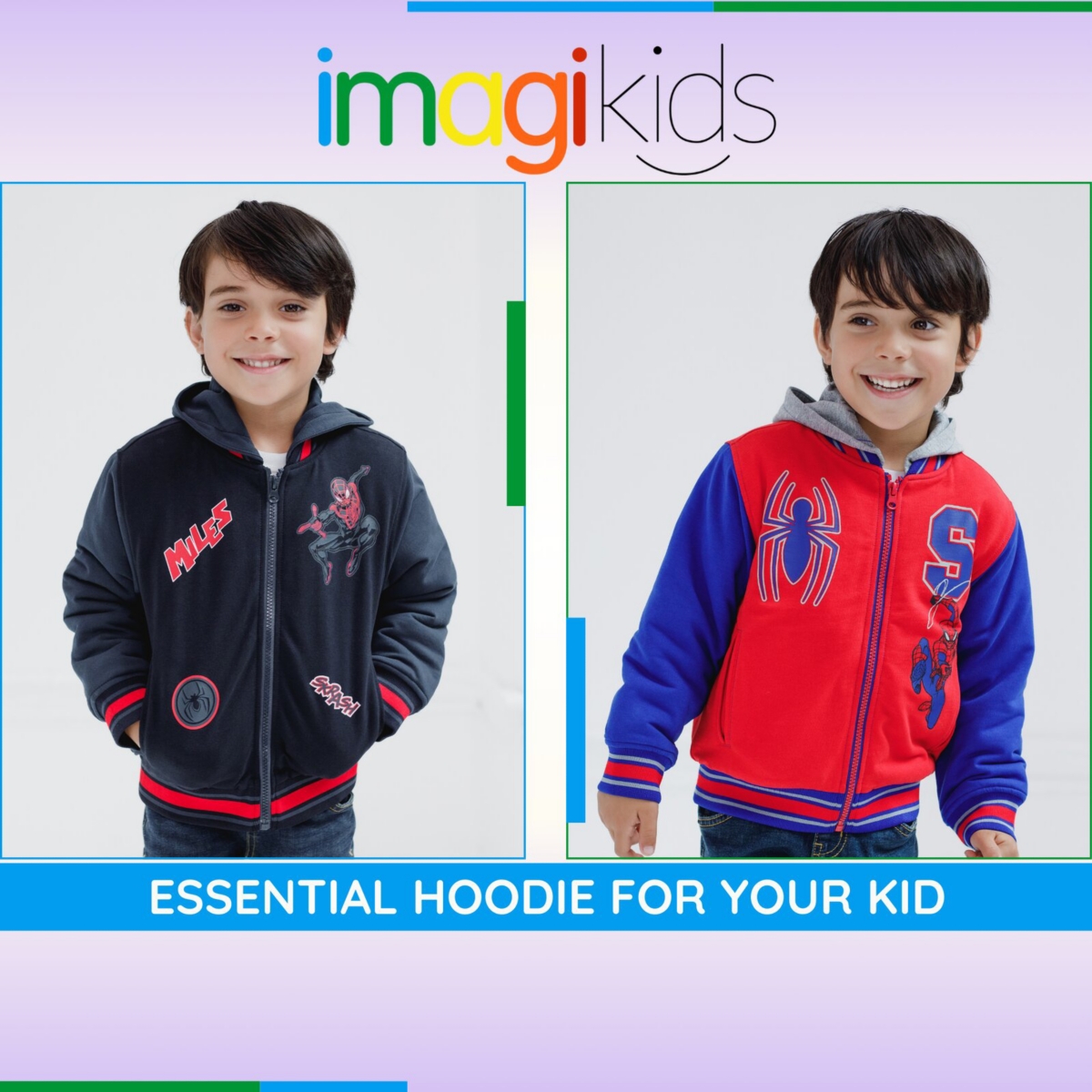 Marvel Toddler Boys Spider-Man French Terry Varsity Zip Up Bomber Jacket to (3T - 10-12) -/ gray, miles morales