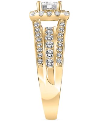 Diamond Princess Halo Triple Row Engagement Ring (1-1/2 ct. t.w.) in 14k Gold