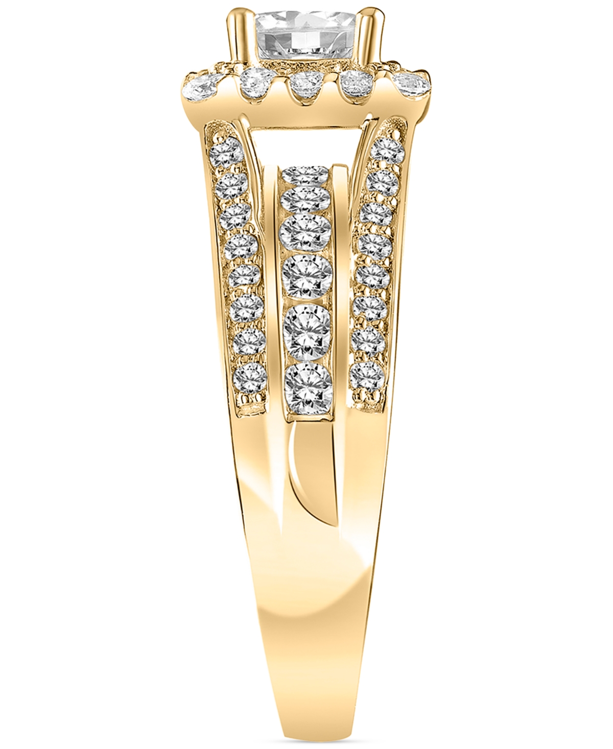 Macy's Diamond Princess Halo Triple Row Engagement Ring (1-1/2 Ct. T.w.) In 14k Gold In Yellow Gold