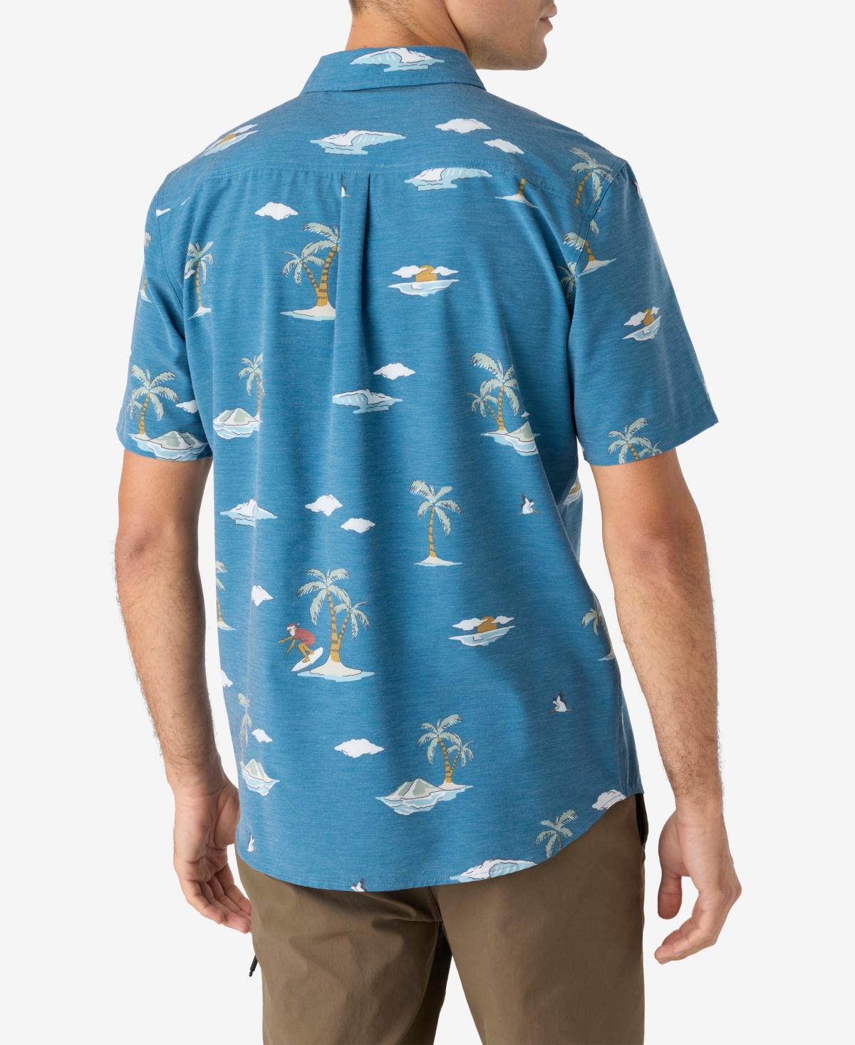 O'neill Men's Trvlr Short Sleeve Printed Button-front Performance Shirt In Real Teal