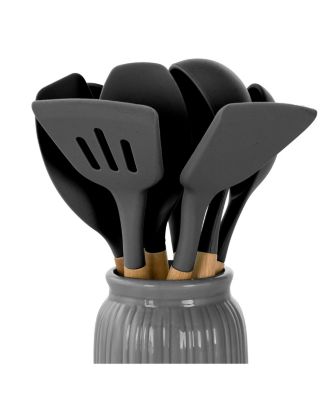  Set of 9 Silicone and Wood Cooking Utensils