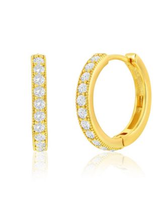 Sterling Silver 19mm CZ Hoop Earrings