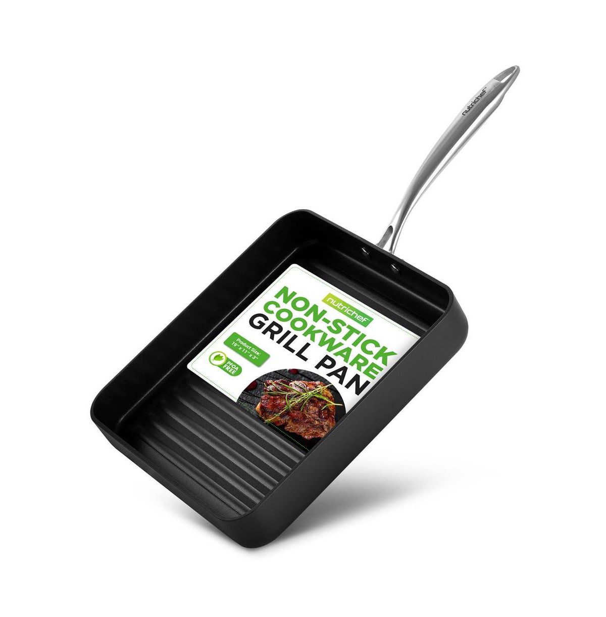 11 Hard-Anodized Nonstick Grill & Griddle - Dishwasher Safe Nonstick Grill Pan - Black