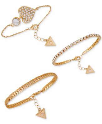 GUESS - Gold-Tone 3-Pc. Set Cubic Zirconia Bracelets