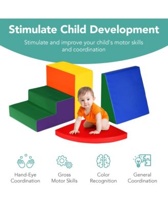 4-Piece Kids Climb & Crawl Soft Foam Block Playset Structures for Child Development
