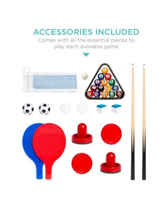 4-in-1 Multi Game Table, Childrens Arcade Set w/ Pool Billiards, Air Hockey, Foosball