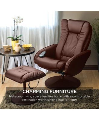 Faux Leather Electric Massage Recliner Chair w/ Stool Ottoman, Remote Control, 5 Modes