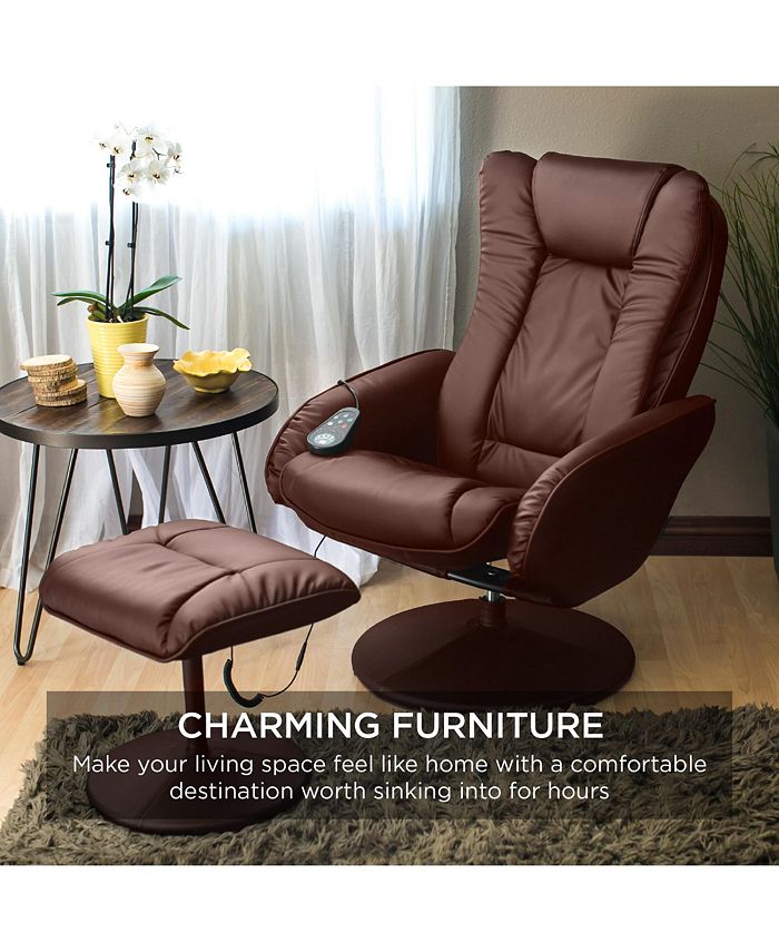 Color Brown Best Choice Products Faux Leather Electric Massage Recliner Chair w/ Stool Ottoman, Remote Control, 5 Modes - Brown - NO SIZE
