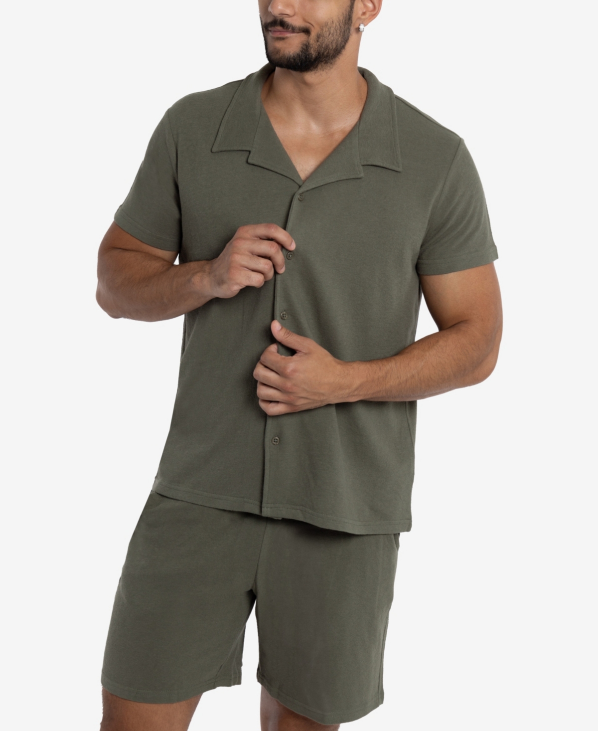 Spring + Mercer Men's Camp Collar Casual Short Sleeve Button-Up Shirt