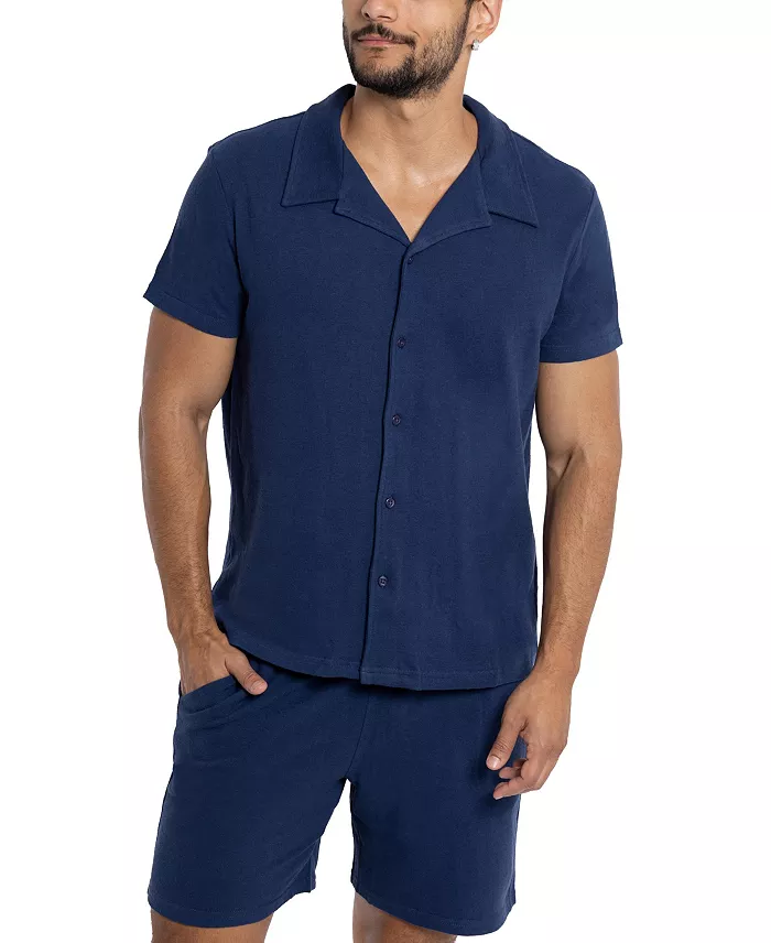 Men's Camp Collar Casual Short Sleeve Button-Up Shirt