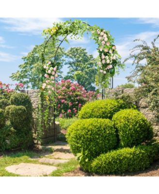 7.9-Foot Metal Garden Arch Backdrop Stand with Fence for Climbing Plants