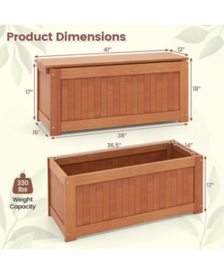 Outdoor Plant Container with Built-In Seat for Garden, Yard, Balcony, or Deck