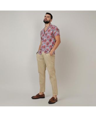 Men's Crimson Red & Ivory White Ethnic Shirt