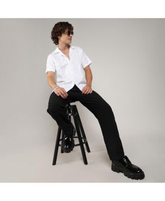 Men's Chalk White Embroidered Heathered Shirt