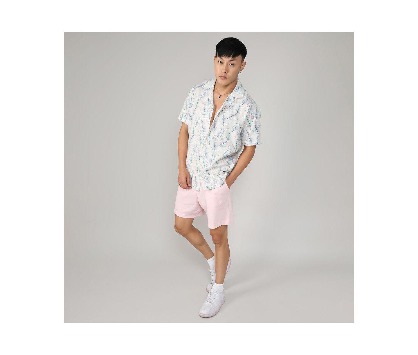 Мужская рубашка Cahoot Campus Sutra Ivory White & Icy Blue Flora Tint, цвет: Белый — фото 5