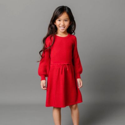 Toddler Girls Organic Long Sleeve Balloon Sleeve Sweater Dress