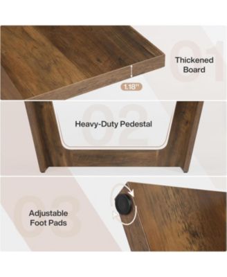 70.87-Inch Executive Computer Desk: Large Home Office Desk with Solid Wooden Pedestal, Industrial Wood Study Writing Table, Brown