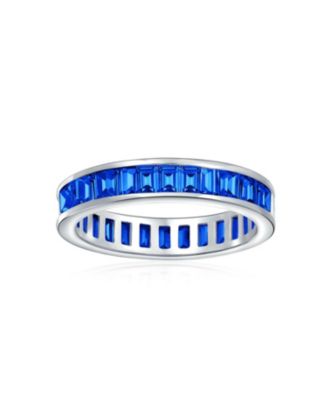 Cubic Zirconia Channel Set Rectangle Baguette CZ Eternity Ring Band Yellow Gold Plated .925 Sterling Silver 4MM Stackable Rings