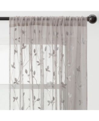 Premium Embroidered Vine Curtains - Sheer Curtains for Living Room, Bedroom, Kitchen - 52" x 108" - White, 2 Panels