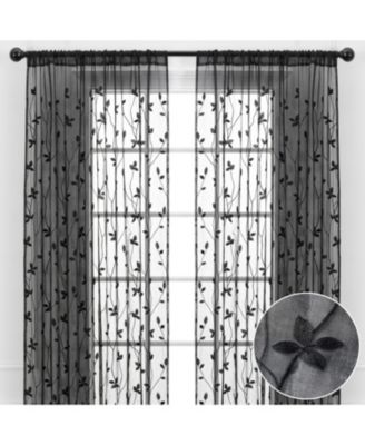 Premium Embroidered Vine Curtains - Sheer Curtains for Living Room, Bedroom, Kitchen - 52" x 108" - White, 2 Panels