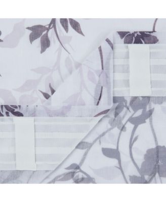 Premium 2-Panel Floral Textured Sheer Curtain Panels - 3-in-1 Back Tab, Rod Pocket, Ring Tab - 52 x 63 Inches