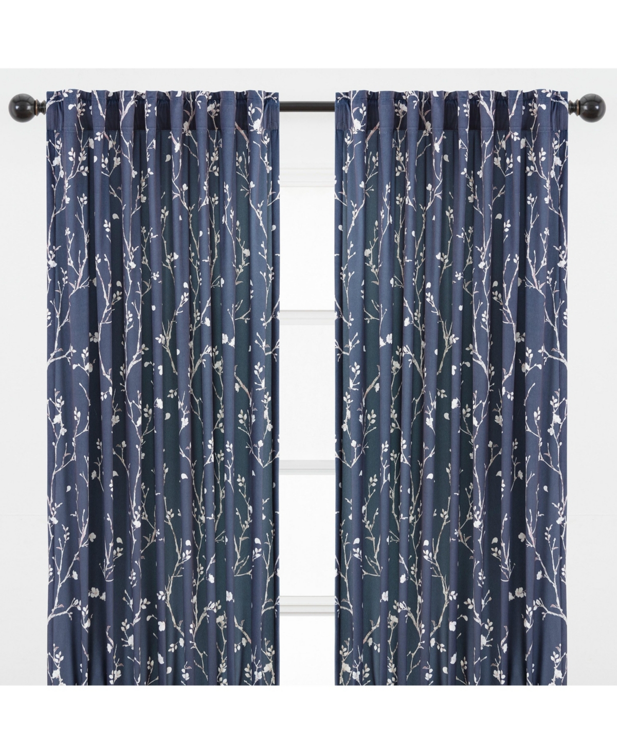 Premium 2-Panel Sakura Cherry Tree Soft Velvet Curtains - 3-in-1 Back Tab, Rod Pocket, Ring Tab- for Windows Living Room Bedroom - Partial Ro