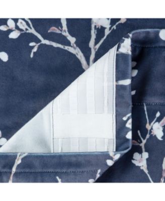 Premium 2-Panel Sakura Cherry Tree Soft Velvet Curtains - 3-in-1 Back Tab, Rod Pocket, Ring Tab- for Windows Living Room Bedroom - Partial Room Darkening Drapes for Privacy 52 x 108 Inches