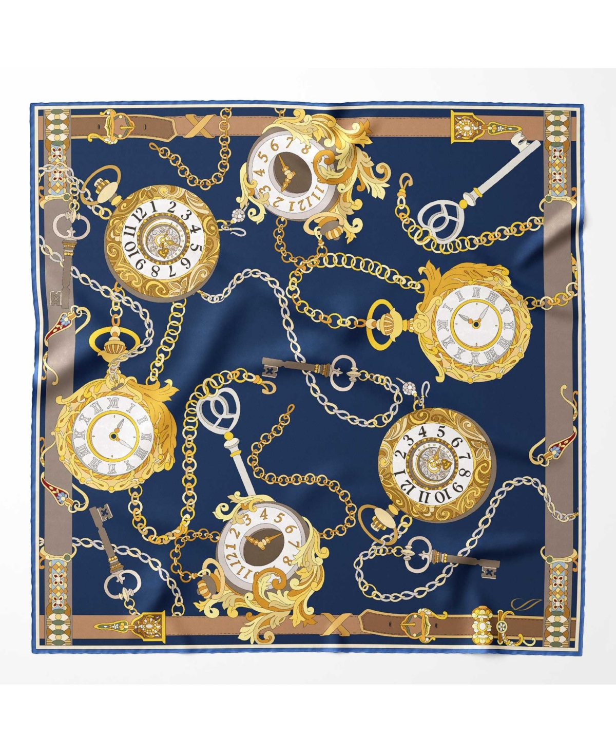 Men's Like Clockwork - Silk Pocket Square for Men - Navy