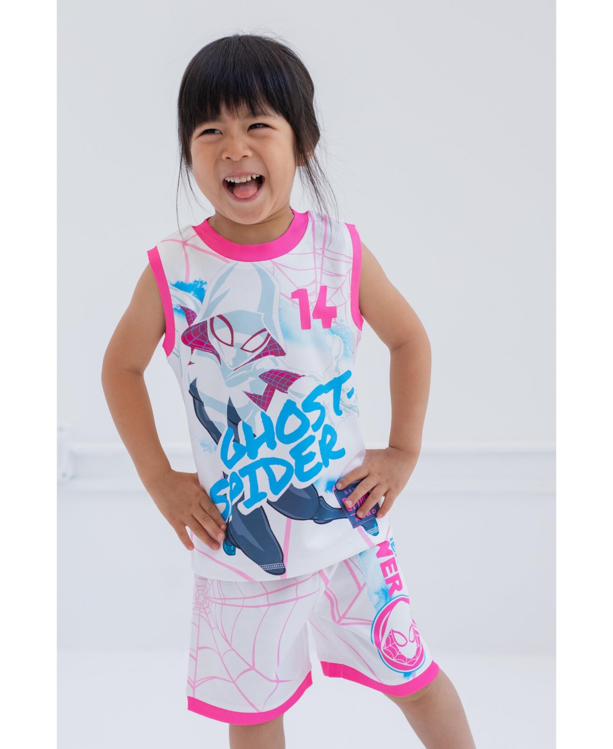 Marvel Girls Spider-Man Spider-Gwen Ghost Spider Tank Top and Bike Shorts to