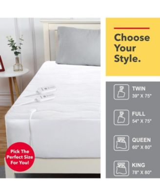 Full Size Quilted Electric Heated Mattress Pad (54"x75", White)