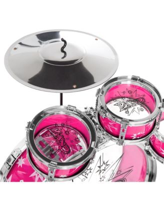 11-Piece Kids Starter Drum Set w/ Bass Drum, Tom Drums, Snare, Cymbal, Stool, Drumsticks