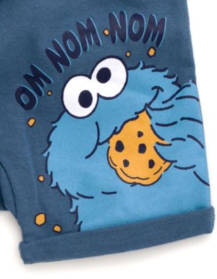 Toddler Boys Cookie Monster Pullover Hoodie and French Terry Shorts