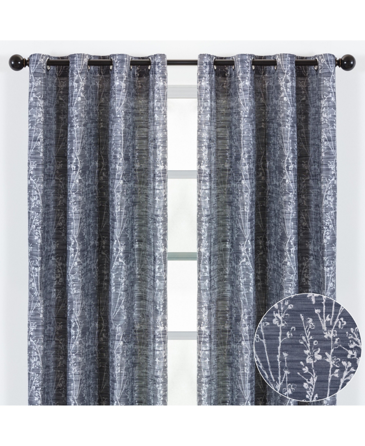 Chanasya Premium 2-Panel Floral Jacquard Textured Beige Curtains with Grommets for Windows Living Room Bedroom Office - Partial Room Darkening Drapes