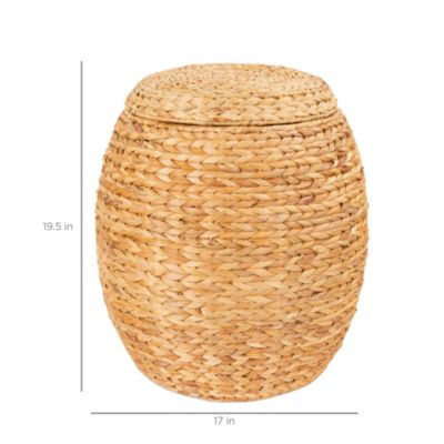 Vintage Multipurpose Hyacinth Storage Organizer Tote Basket  Lid