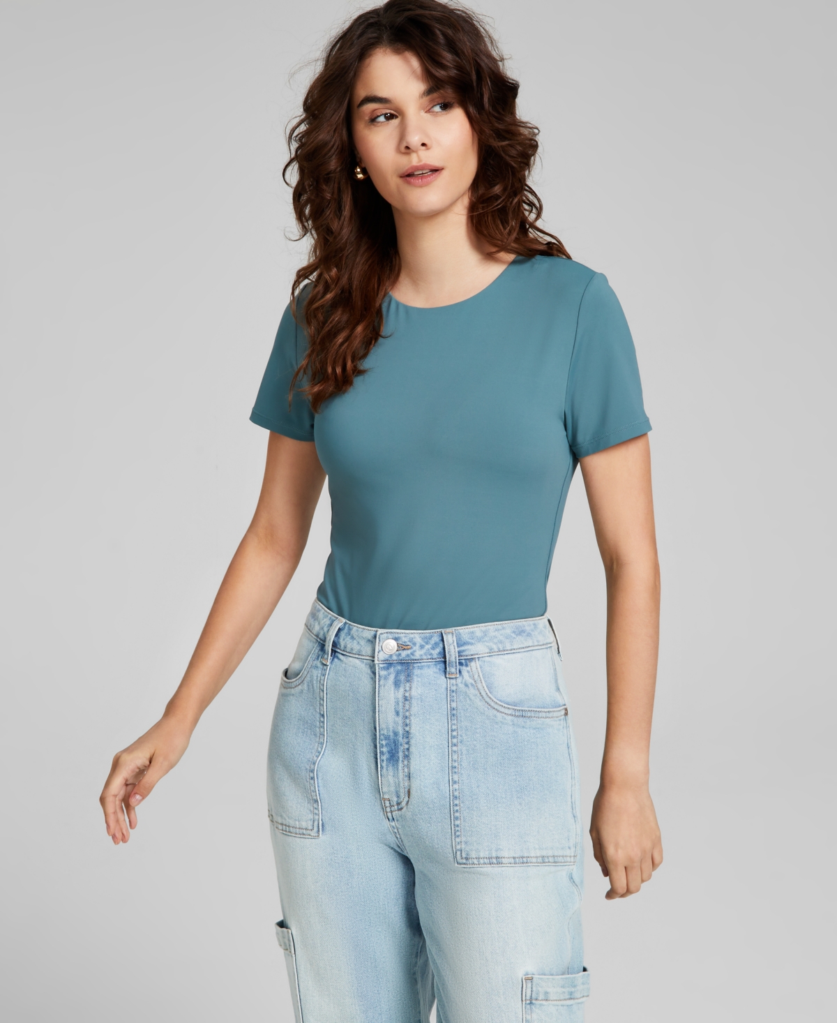 And Now This Women's Double-layered Crewneck Bodysuit In North Atlantic