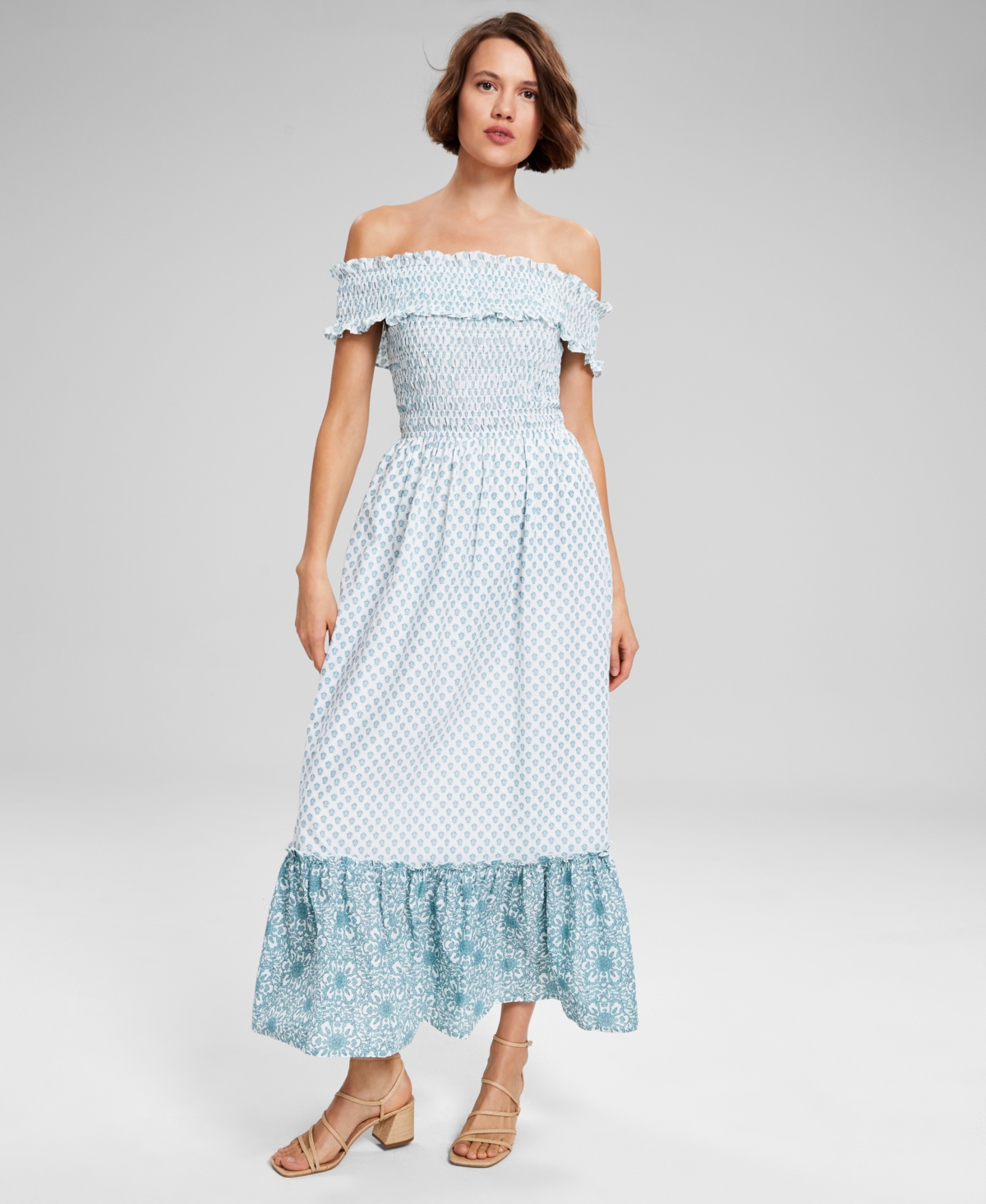 AND NOW THIS WOMEN'S COTTON OFF-THE-SHOULDER MAXI DRESS, CREATED FOR MACY'S 