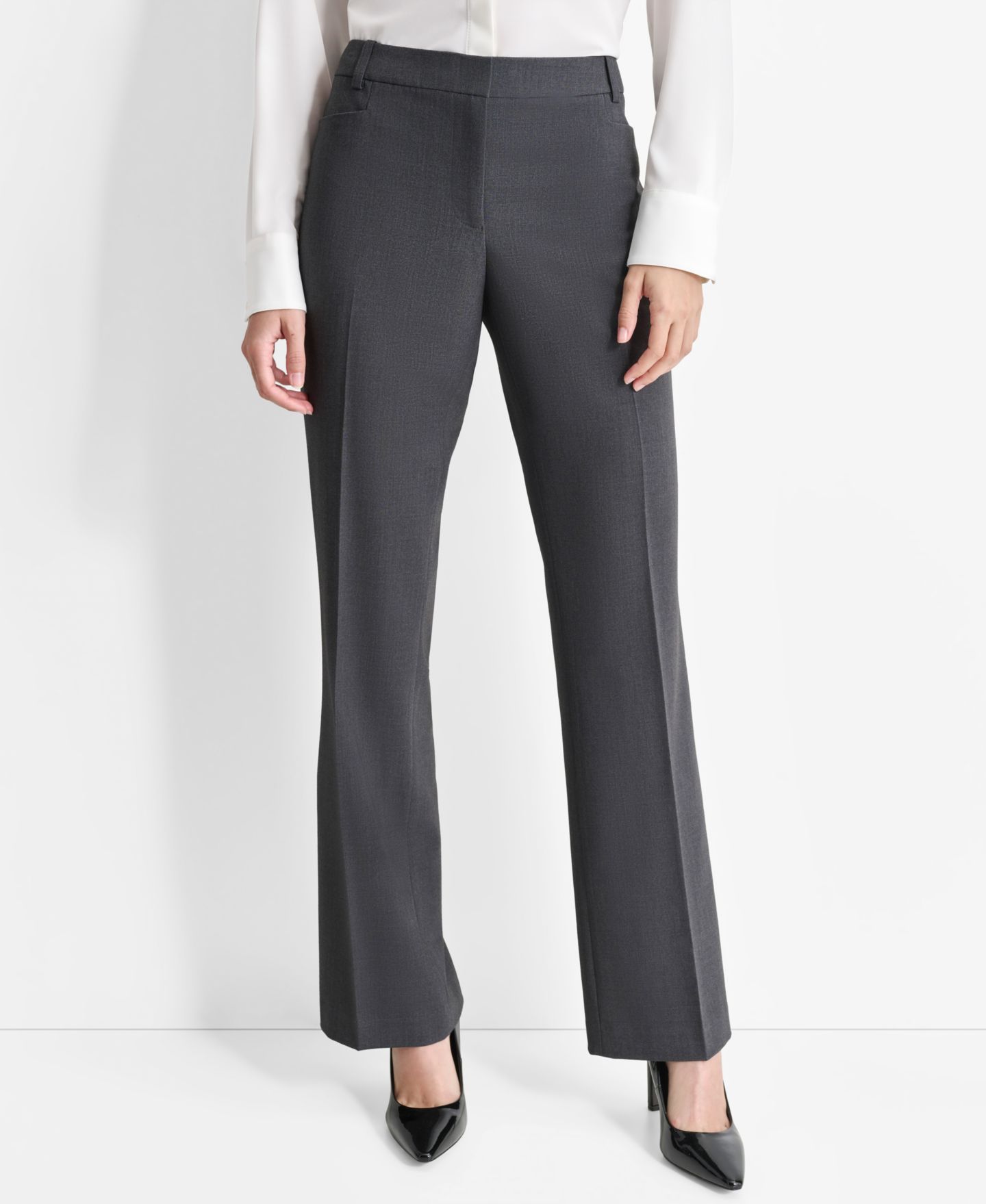 Женские брюки DKNY Mid-Rise Straight Leg, цвет: Угольный — фото 1