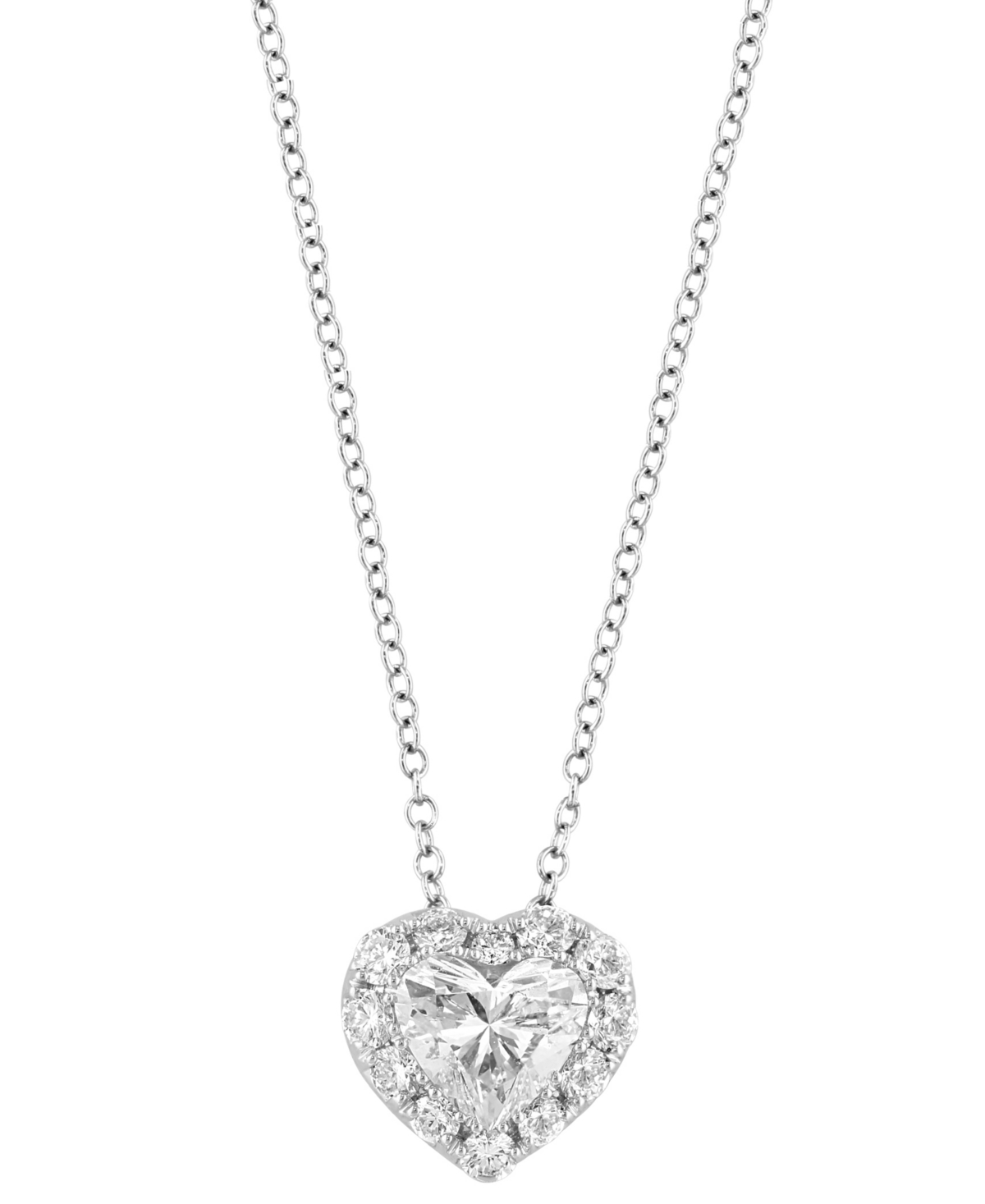 Effy Collection Effy Lab Grown Diamond Heart & Round Halo 18" Pendant Necklace (2-1/10 Ct. T.w.) In 14k White Gold In White Gold