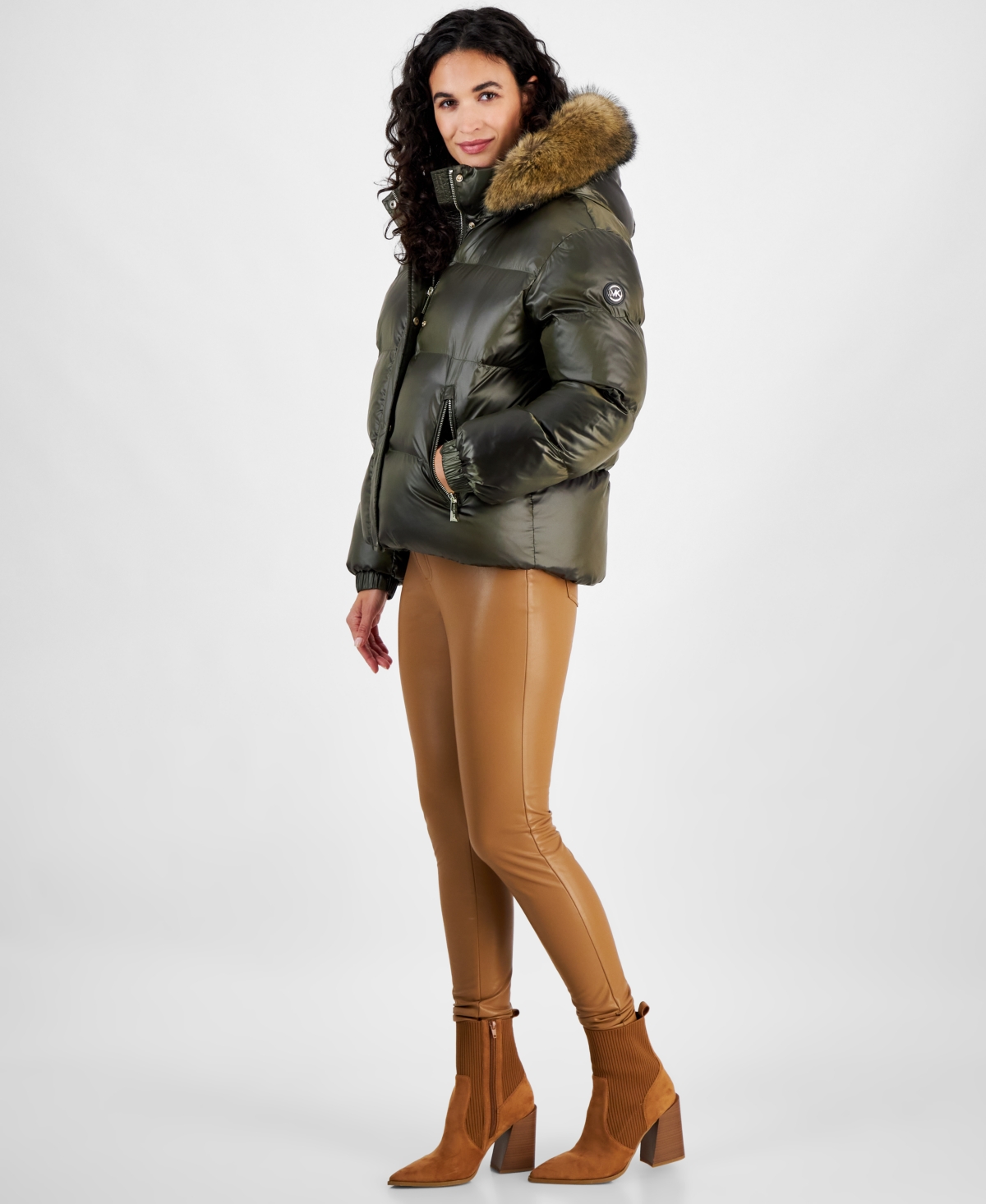 Michael Michael Kors Women's Hooded Faux-Fur-Trim Puffer Coat, Created for Macy's