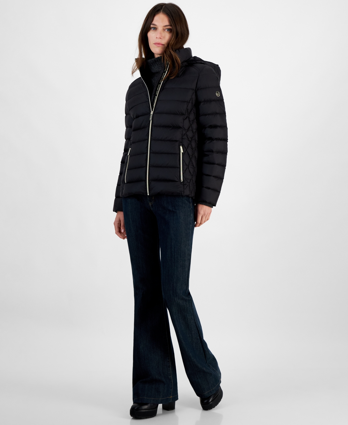 Michael Michael Kors Petite Hooded Packable Down Puffer Coat, Created for Macy's