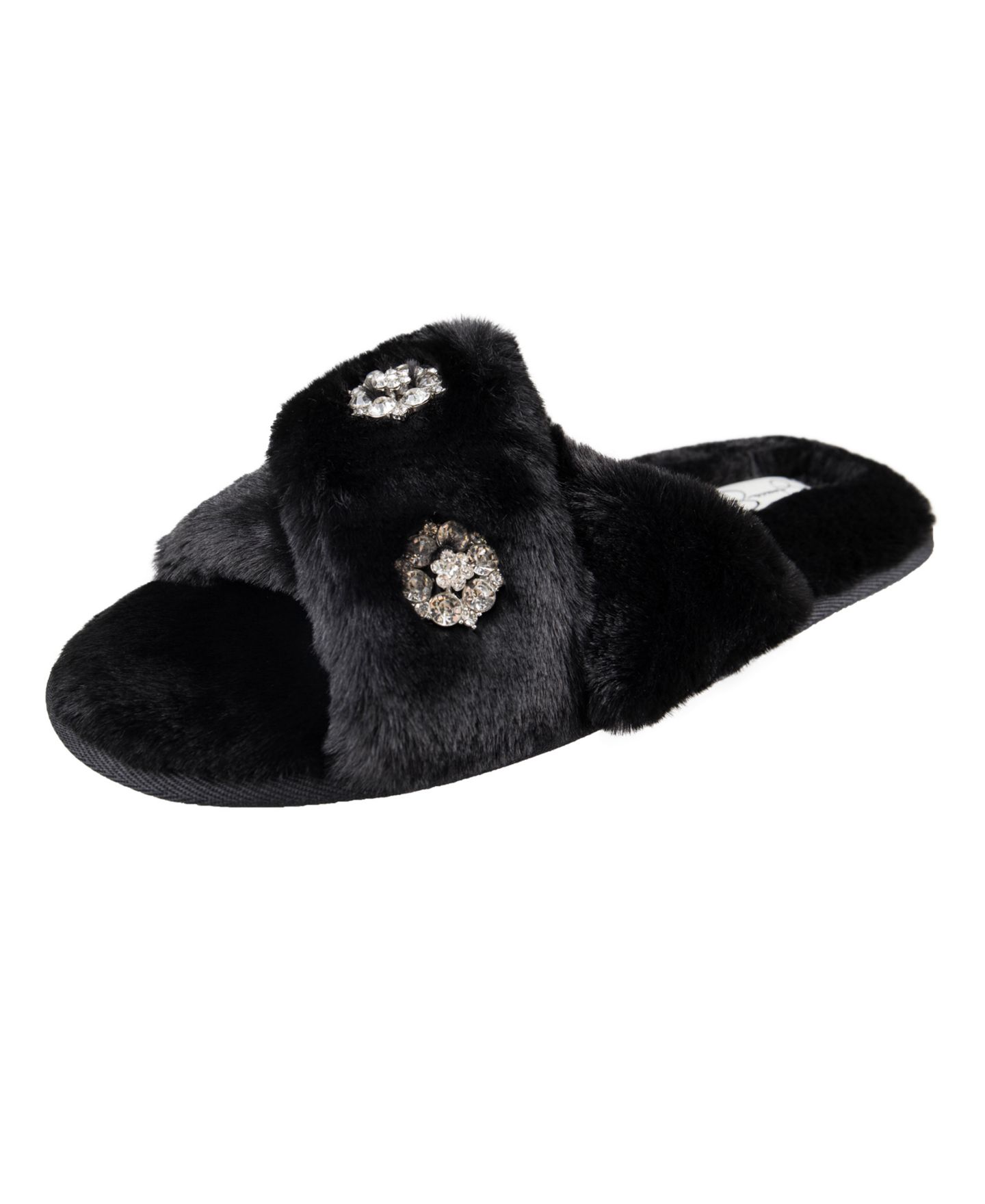 Женские тапочки Jessica Simpson Embellished Cross Band Slide Slippers, цвет: Чёрный — фото 1
