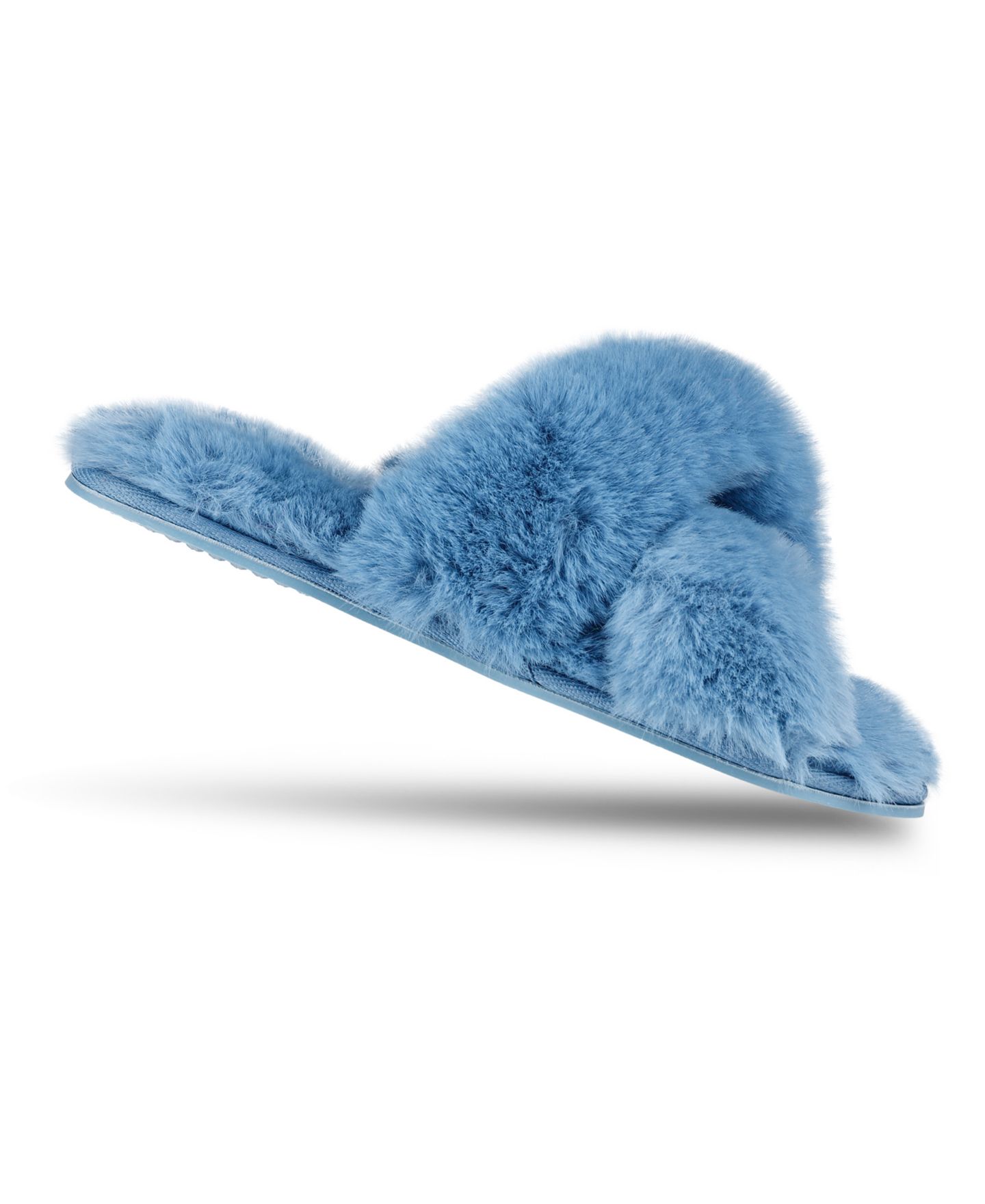 Женские тапочки Jessica Simpson Extra Soft High Plush Cross Band Slide Slippers, цвет: Синий — фото 5