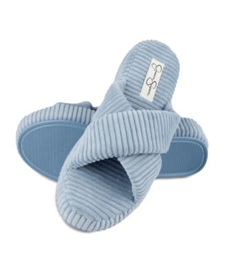 Women's Ribbed Terry Cross Band Slide Platform Slipper