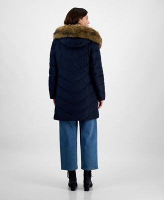 Michael Kors Women s Bibbed Faux Fur Trim Hooded Puffer Coat Macy s