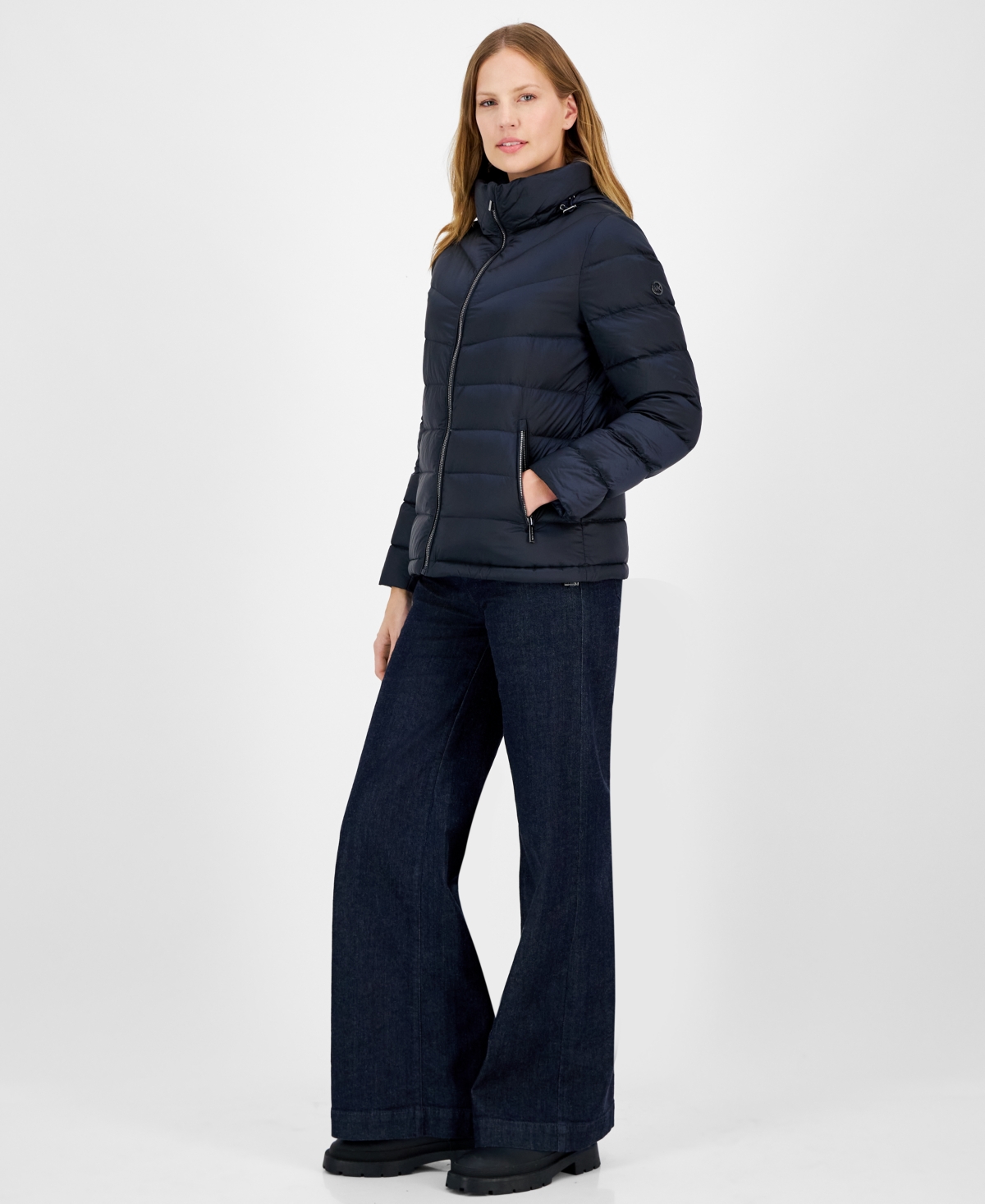 Michael Michael Kors Women's Hooded Shine Packable Down Puffer Coat, Created for Macy's