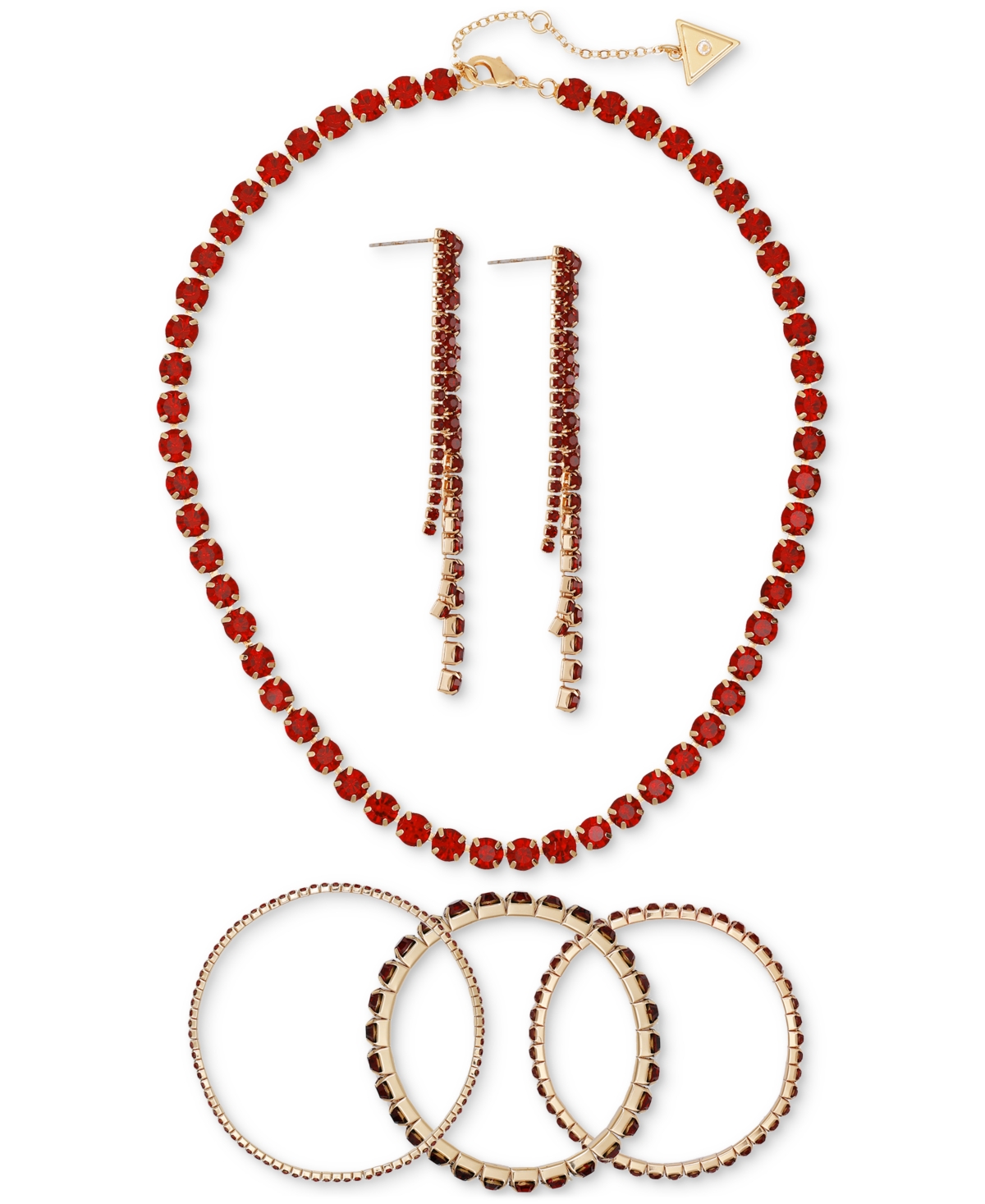 Guess 3-Pc. Set Rhinestone Necklace, Stretch Bracelet, Drop Earrings
