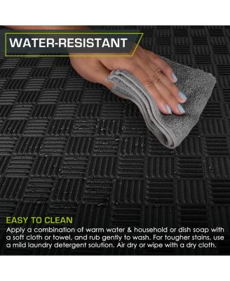 Checkered Puzzle Exercise Mat 12 x 12 1/2-in, Black, 12 Sq Ft - 12 Tiles