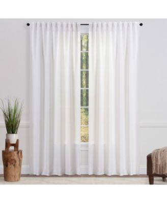 Premium 2-Panel Faux Belgian Flax Textured Semi Sheer Curtains - for Windows Living Room Bedroom Patio - Partial Sheer Drapes for Privacy & Home Decor 52 x 63 Inches Long - Maroon