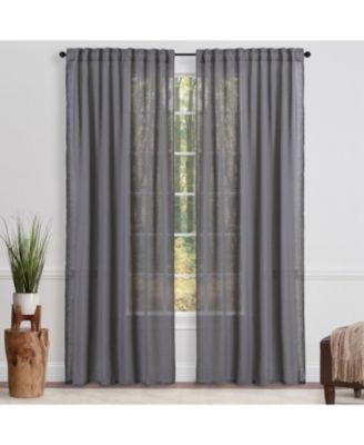 Chanasya Premium 2-Panel Faux Belgian Flax Textured Semi Sheer Curtains - for Windows Living Room Bedroom Patio - Partial Sheer Drapes for Privacy & Home Decor 52 x 84 Inches Long - Dark Blue