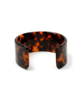 Fashion Statement Brown Golden Acrylic Marbled Leopard Tortoise Shell Wide Cuff Bangle